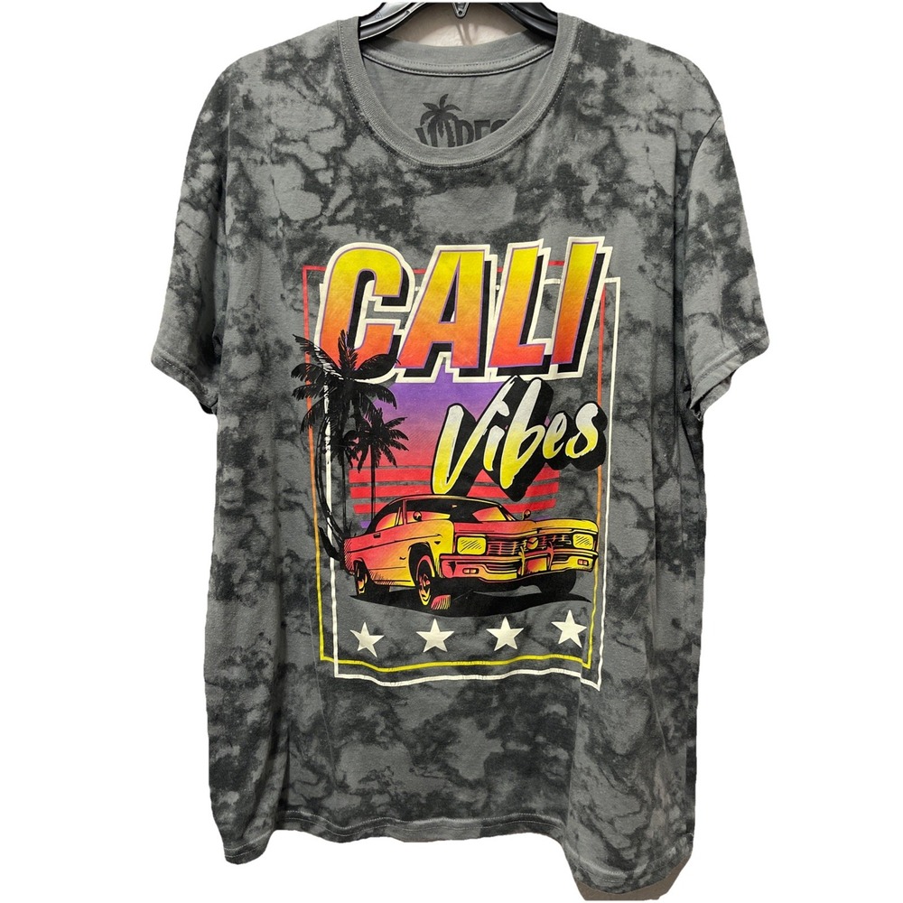 Vibes Cali Vibes Classic Car Graphic Tee Unisex Large Gray Marble